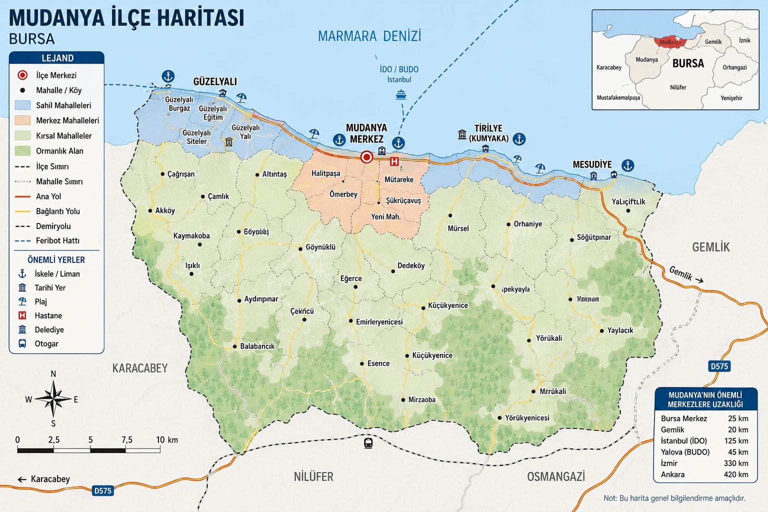 Mudanya İlçe Haritası